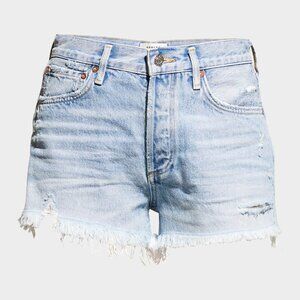 AGOLDE Parker Vintage Frayed-Hem Denim Shorts, Size 25